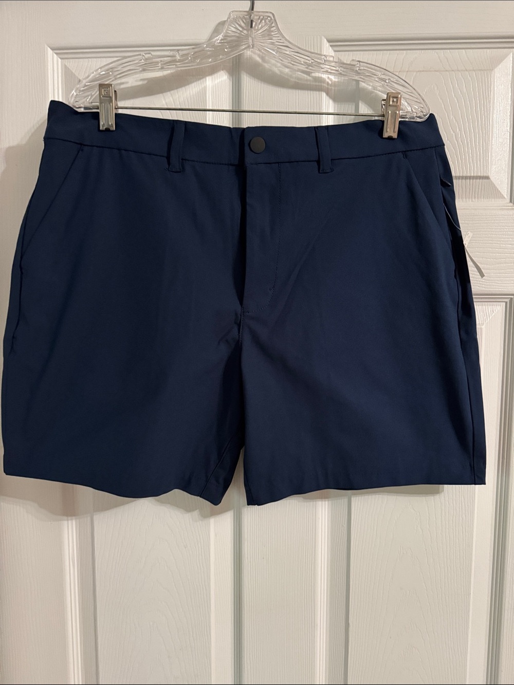 Peak Velocity Navy Blue Flat-Front Performance Shorts